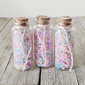 3-Pack Jar of Miniature Glass Beads Multi-Colored Pastel Crafting Sewing DIY Gla